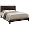 Monarch Specialties Bed, Queen Size, Platform, Bedroom, Frame, Upholstered, Pu Leather Look, Wood Legs, Brown I 5922Q - alternate 1